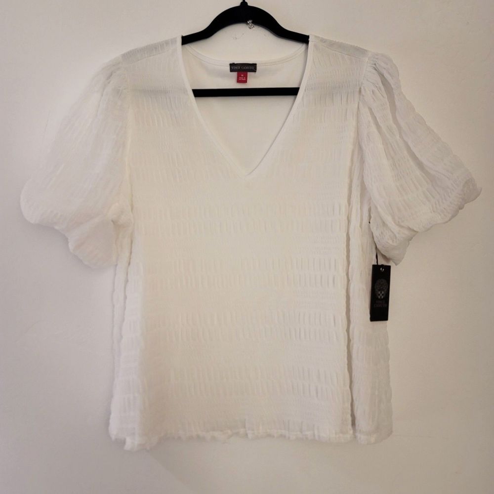 Anthropologie Vince Camuto Blooming Brights Top in Ultra White Size‎ 1X